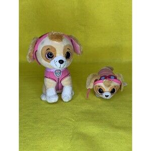 PAW PATROL SKIE Girl Dog Plushies Toy 7” And 3” Puppy Stuffed Animals Lot Of 2